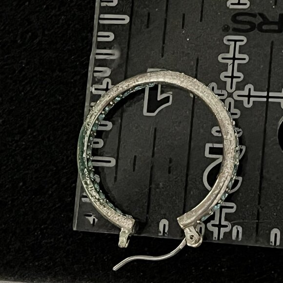 Aqua Crystals Inside and Out Hoop Earrings - Picture 7 of 7